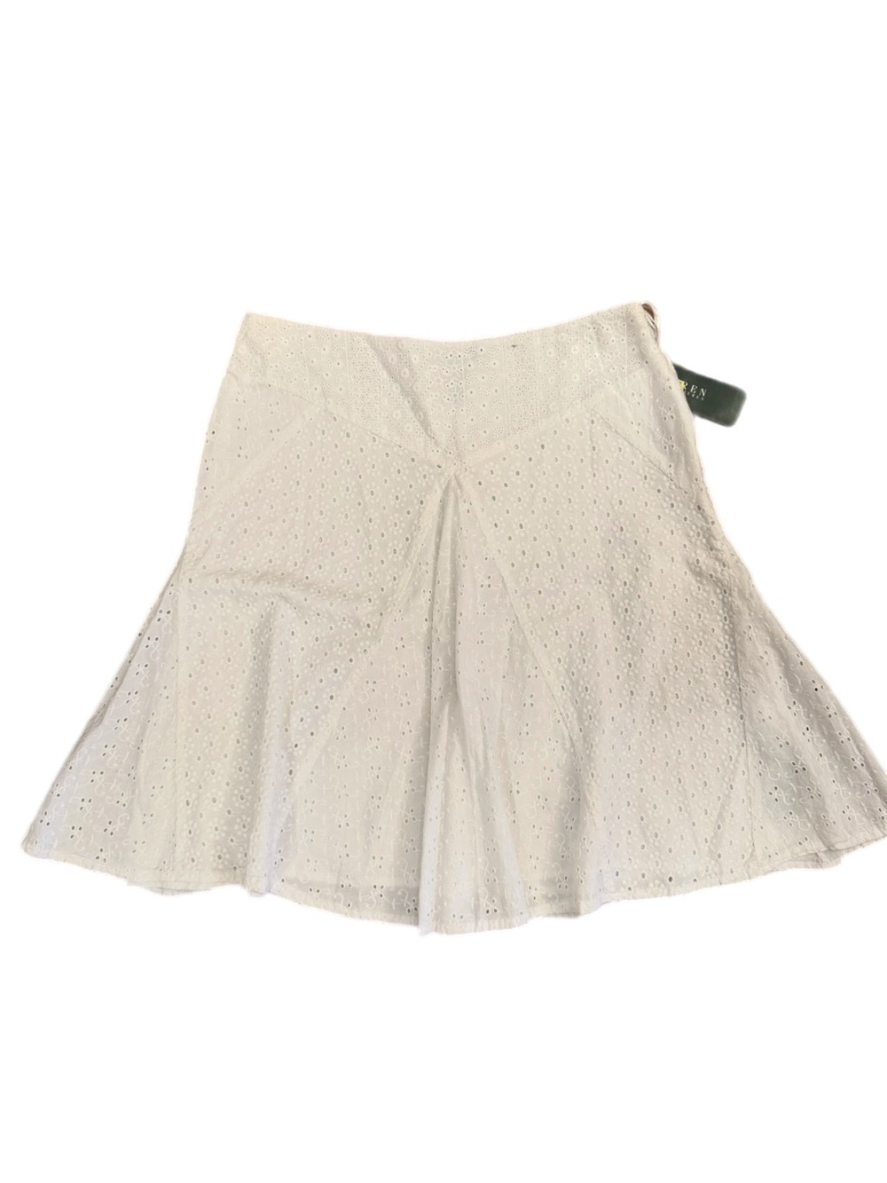 Lauren Ralph Lauren Women's White Eyelet A-Line Flare Lined Skirt Sz 8 NWT